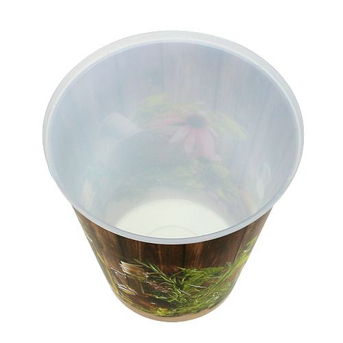 Floristik24 Vaso in plastica con motivo a erbe Ø12cm H13,5cm, 1pce