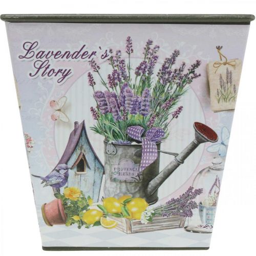 Prodotto Portavaso motivo lavanda, vaso decorativo quadrato, cachepot in plastica H13cm L13,5cm