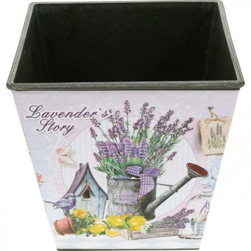 Prodotto Portavaso motivo lavanda, vaso decorativo quadrato, cachepot in plastica H13cm L13,5cm