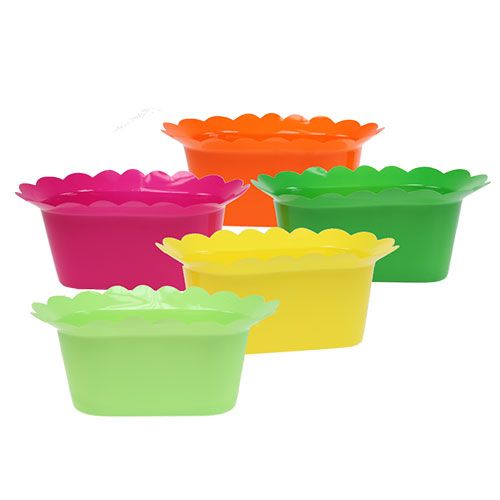 Floristik24 Vaso in plastica ovale colorato assortito. 22x12 cm 10 pezzi