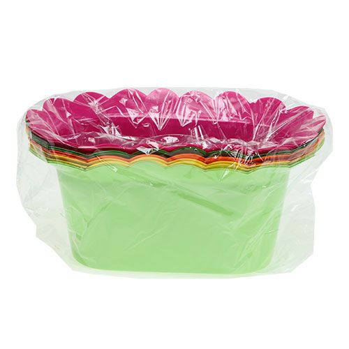Floristik24 Vaso in plastica ovale colorato assortito. 22x12 cm 10 pezzi