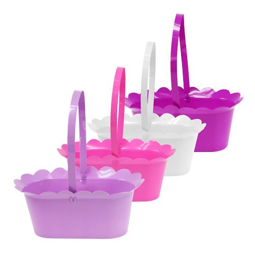 Floristik24 Vaso in plastica ovale con manico multicolore 21,5 cm x 11 cm 10 pezzi