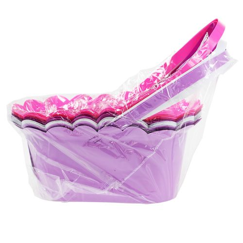 Floristik24 Vaso in plastica ovale con manico multicolore 21,5 cm x 11 cm 10 pezzi