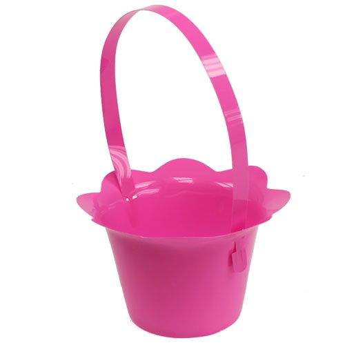 Floristik24 Vaso in plastica con manico colorato Ø15cm H9,5cm 10 pezzi