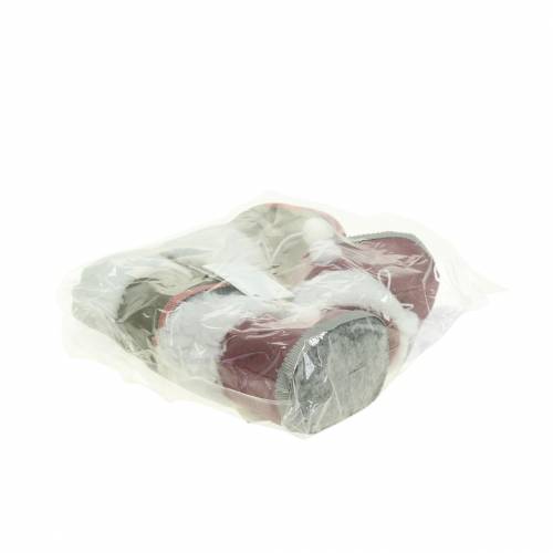 Floristik24 Addobbi natalizie Paio di scarpe in peluche Grigio / rosa 10 cm x 8 cm 2 pezzi