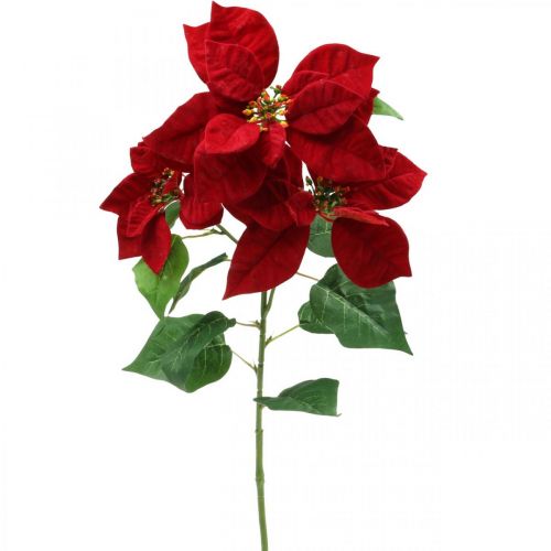 Floristik24 Stella di Natale artificiale fiore a stelo rosso 3 fiori 85 cm