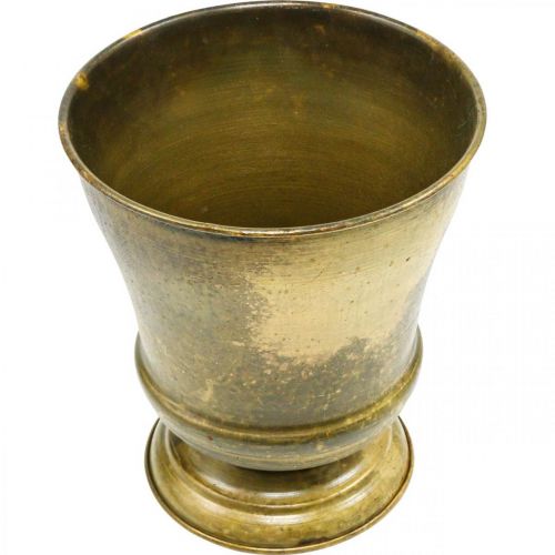 Vaso vintage in metallo con tazza in ottone Ø17cm H19cm | Floristik24.it