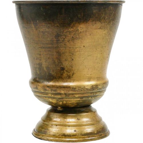 Floristik24 Vaso vintage in metallo con tazza in ottone Ø14cm H17cm