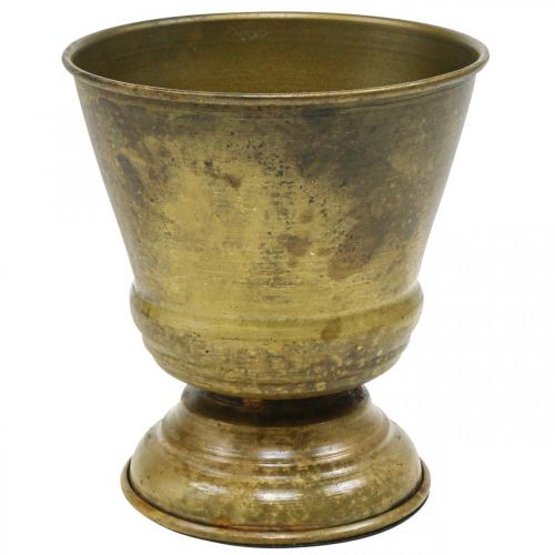 Floristik24 Vaso vintage in metallo con tazza in ottone Ø11,5 cm H13,5 cm