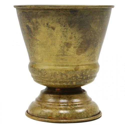 Floristik24 Vaso vintage in metallo con tazza in ottone Ø11,5 cm H13,5 cm
