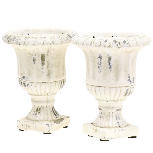 Floristik24 Coppa Antica Pietra Casting Cream Ø9cm H12cm 2 pezzi