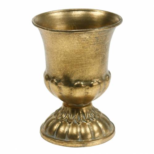 Coppa aspetto anticato metallo dorato Ø9cm H12.5cm