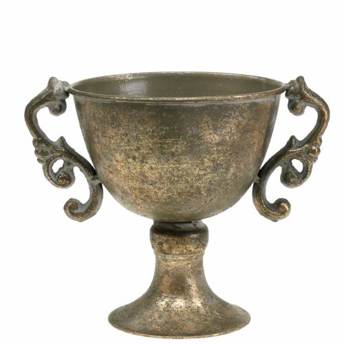 Floristik24 Coppa in metallo oro antico Ø14cm H16cm