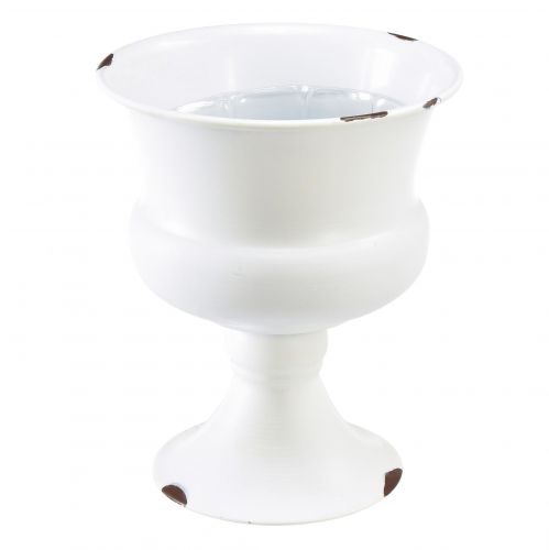 Prodotto Coppa per piantare shabby chic in metallo bianco Ø13,5 cm H19 cm