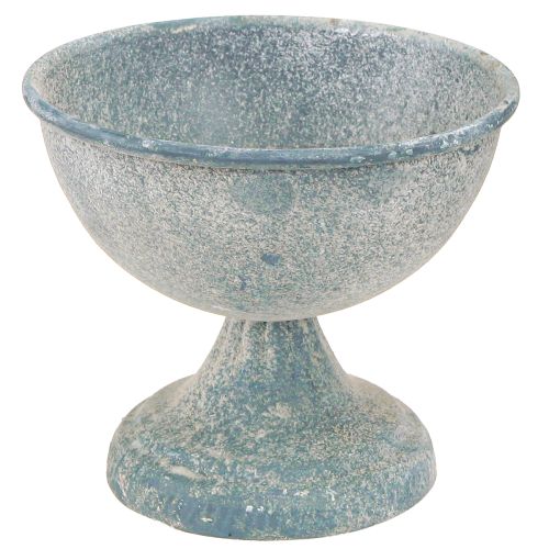 Floristik24 Tazza Ciotola Piccola Metallo Blu Bianco Antico Ø12cm H10.5cm 2pz