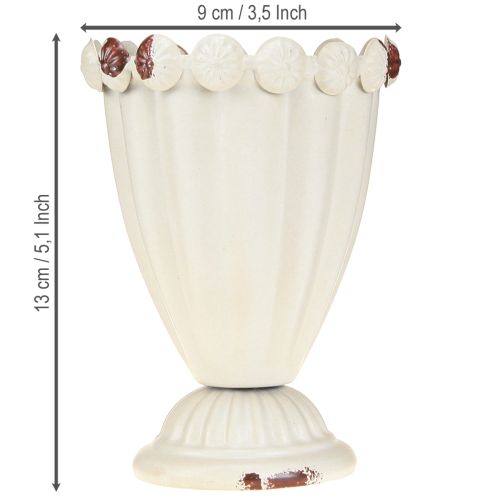 Prodotto Vaso tazza tazza decorativa in metallo crema marrone Ø9cm H13cm