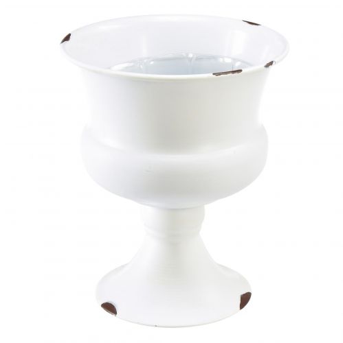 Floristik24 Vaso tazza tazza decorativa bianco ruggine Ø13,5 cm H15 cm Shabby Chic