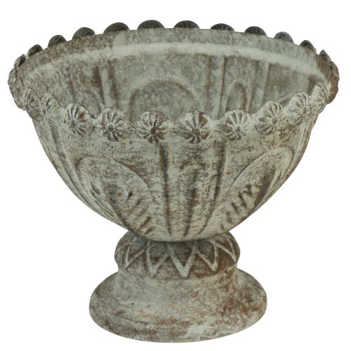 Floristik24 Vaso tazza tazza decorativa in metallo marrone bianco Ø15cm H12,5cm