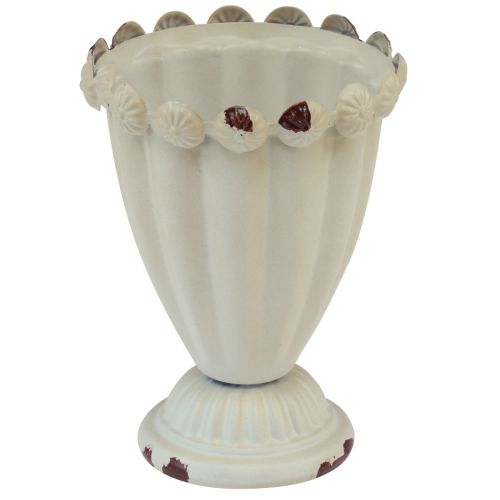 Prodotto Vaso tazza tazza decorativa in metallo crema marrone Ø9cm H13cm