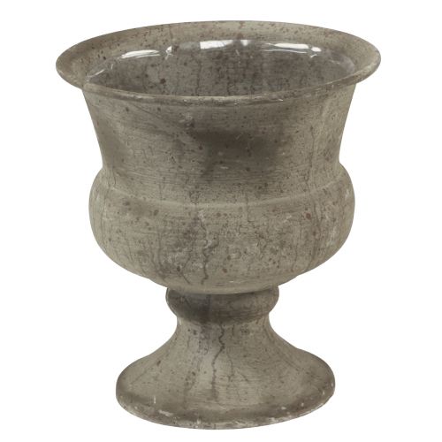 Prodotto Vaso a tazza ciotola decorativa in metallo grigio antico Ø13,5 cm H15 cm