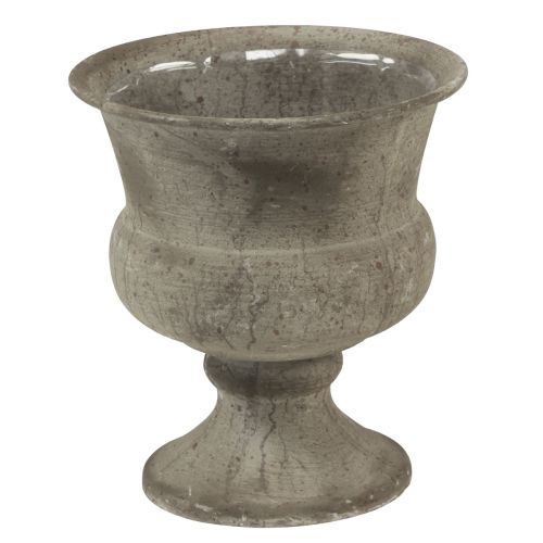 Floristik24 Vaso a tazza ciotola decorativa in metallo grigio antico Ø13,5 cm H15 cm