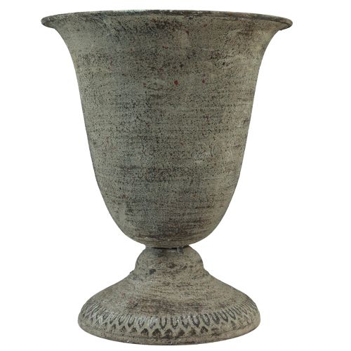 Vaso a tazza in metallo grigio/marrone antico Ø20,5 cm H25 cm