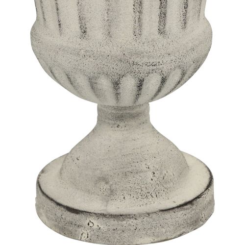 Floristik24 Vaso Coppa in Metallo Deco Shabby Chic Bianco Grigio H24cm Ø20cm