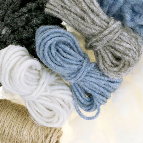 Prodotto Set artigianale lana Lehner blu / grigio / naturale