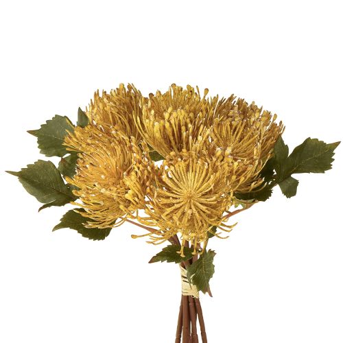 Protea artificiale Leucospermum puntaspilli giallo 30 cm 6 pezzi