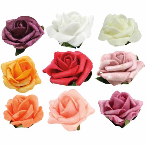 Rosa in schiuma Ø3,5 cm diversi colori 48 pz