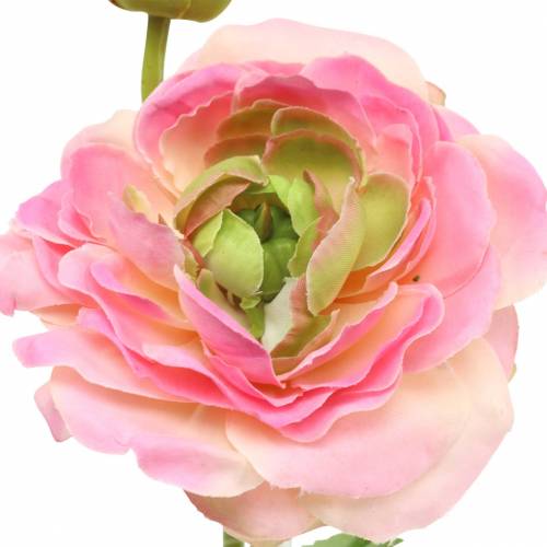 Floristik24 Ranuncolo fiore e bocciolo rosa artificiale 34cm