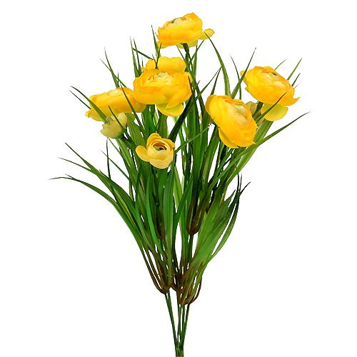Floristik24 Bouquet di ranuncoli con erba 35 cm giallo