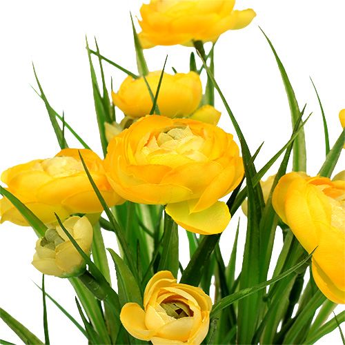 Floristik24 Bouquet di ranuncoli con erba 35 cm giallo