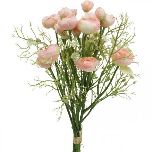 Ranuncolo artificiale Bouquet Decorazione floreale Fiori di seta Rosa L37cm