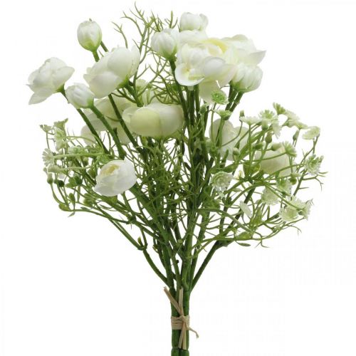 Ranunculus Bouquet Fiori Artificiali Fiori di Seta Bianco L37cm