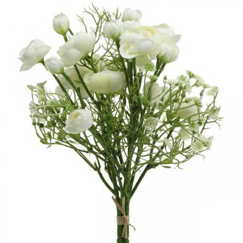 Floristik24 Ranunculus Bouquet Fiori Artificiali Fiori di Seta Bianco L37cm