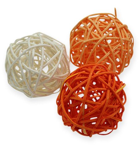 Floristik24 Palline di rattan 4,5 cm Arancio Albicocca 30p