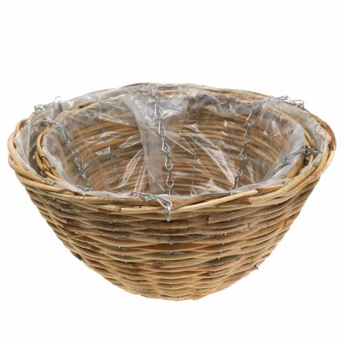 Floristik24 Cestino sospeso in rattan Ø35 / Ø40 cm, set di 2