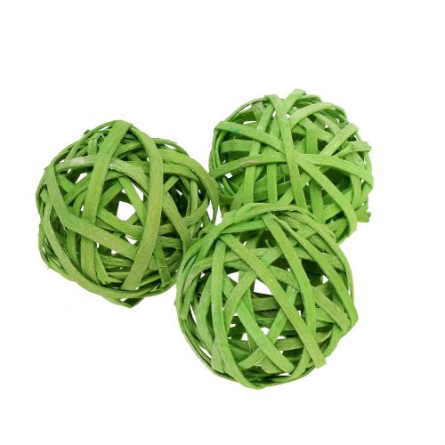 Floristik24 Rattan Ball Spring Green Ø4cm 12 pezzi