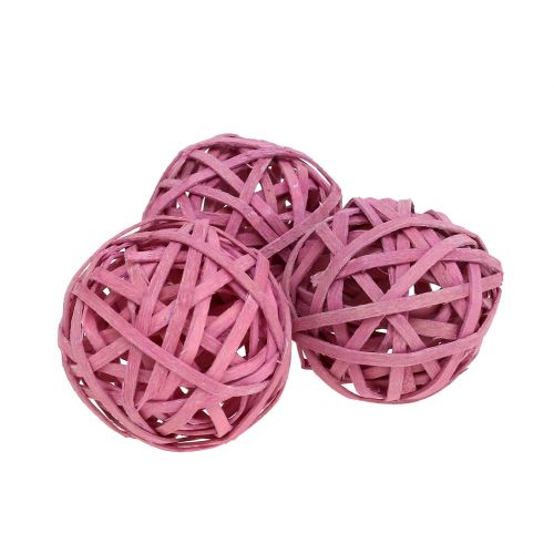 Floristik24 Rattanball Pink Ø4cm 12pcs