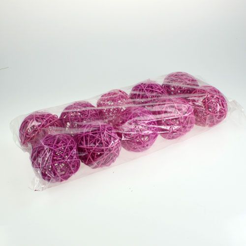 Floristik24 Palla in rattan 10 cm viola 10 pezzi