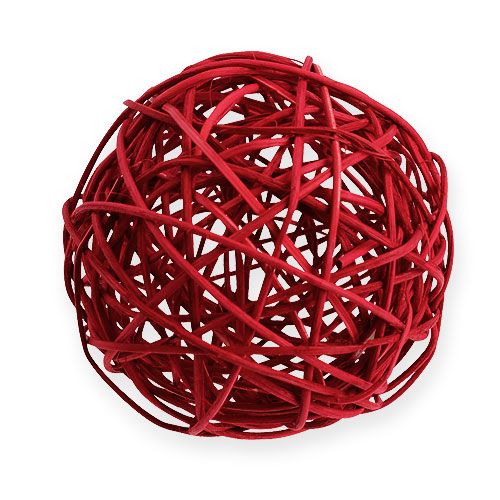 Floristik24 Palla in rattan 10 cm rossa 10 pezzi