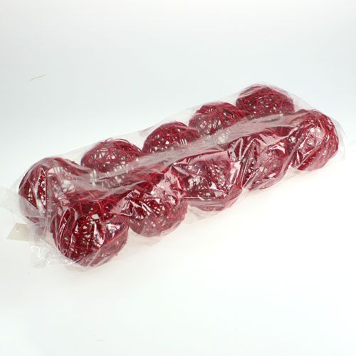 Floristik24 Palla in rattan 10 cm rossa 10 pezzi