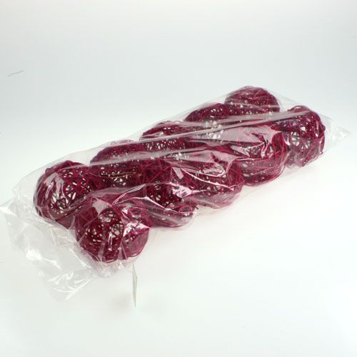 Floristik24 Palla in rattan Ø10cm Fucsia 10 pezzi