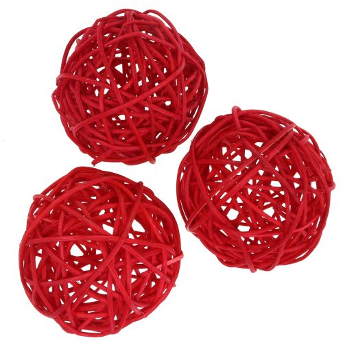 Floristik24 Palla in rattan rossa Ø7,5cm 15 pezzi