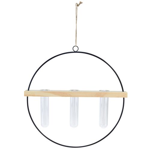 Floristik24 Vaso decorativo per provetta anello decorativo in metallo nero 29×4×29 cm