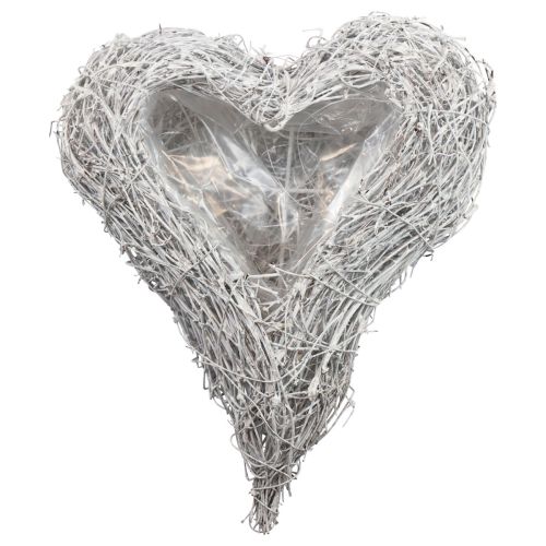 Floristik24 Ciotola per piante cuore di vite cuore bianco naturale 16×19 cm×5,5 cm