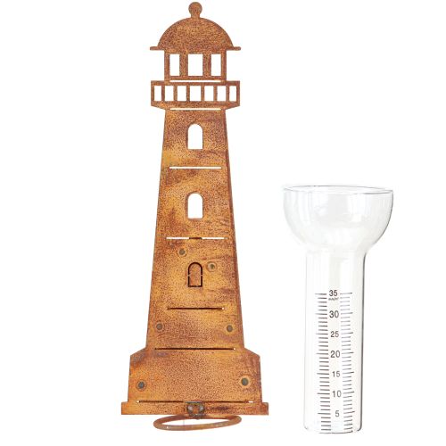Prodotto Pluviometro Lighthouse Rust Look – Pluviometro decorativo per giardino e recinzione 41cm Ruggine