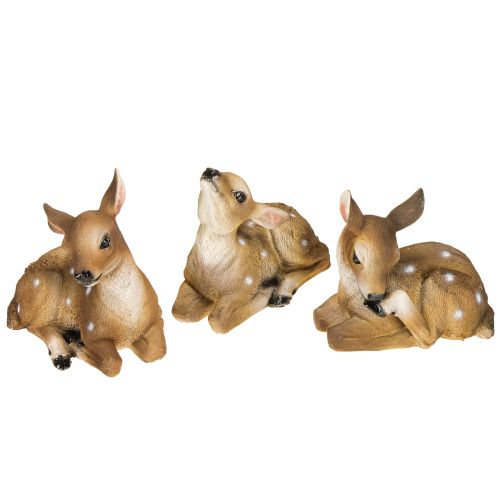 Floristik24 Decorazione da tavolo a forma di cervo, cerbiatto sdraiato, 13×6,5×12 cm, 3 pezzi