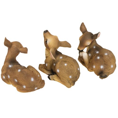 Prodotto Decorazione da tavolo a forma di cervo, cerbiatto sdraiato, 13×6,5×12 cm, 3 pezzi